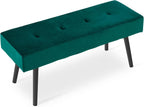 Entryway Bench - 40" Bench for Bedroom, Modern Ottoman End of Bed, Upholstered Bench with Metal Legs, Dining Bench for Living Room, Entryway, Dark Green Velvet