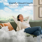LINSY HOME 123'' Modular Sectional Sofa 3 Seat Couch Corduroy Cloud Couch with Deep Seat, Modern L-Shaped Cloud Couch with 1 Movable Ottoman for Living Room, Office, Bedroom, Green