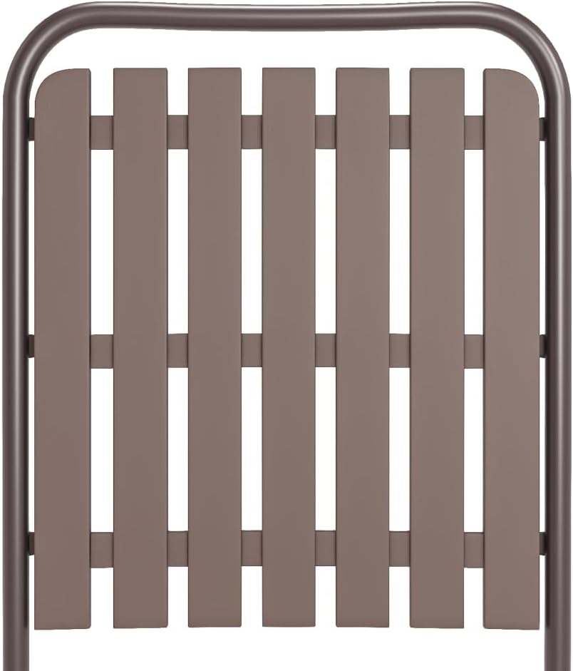 Patio Folding Chairs, Set of 2 Brown Outdoor Portable Chairs with 350 lb Capacity, Rust-Resistant Stain-Proof No Assembly Seating for Garden Balcony