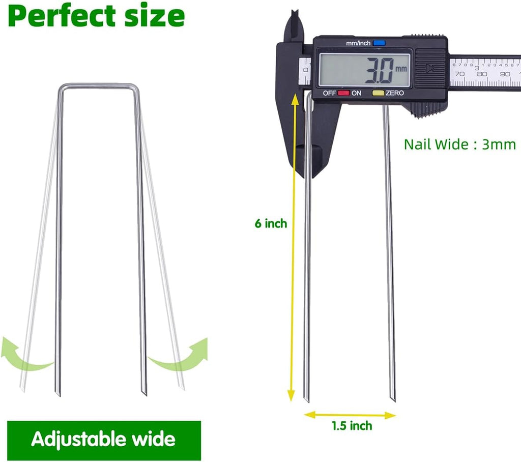 Galvanized U-Shaped Garden Stakes, 6 Inch 100 Pcs Landscape Staples, Ground Stakes, for Decoration Weed Barrier Fabric, Irrigation Tubing, Holding Fence, Tarpaulin (100, 6 INCH)