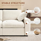 Ihanherry Cloud Sectional Couches for Living Room, 110" Large Modular Sectional Sofa with Wide Deep Seat, L Shaped Couch with Throw Pillow and Storage Ottoman, Beige