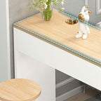 3-Piece Bar Table with Stools, Modern Living Room Set 3-Tier Storage Shelves and 2 Backless Stools for Home & Kitchen (Natural Finish, 39.5" L x 12" W H)