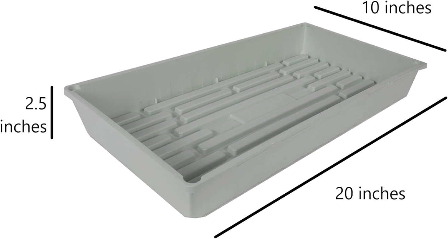 SUNPACK 10" x 20" Mega Plastic Seed Starting Tray, White, 2.5" - No Drainage Holes, Ideal for Greenhouses or Indoor Gardening - Made of Thick, Strong Plastic