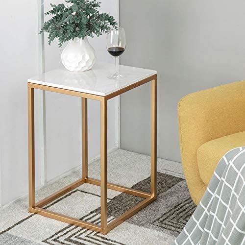 Telephone Table, Marble Side Table Nordic Living Room Square Sofa Corner Table Telephone Table Bedroom Bedside Table Balcony Coffee Table(Gold