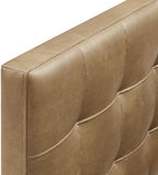 Modway Lily Faux Leather Queen Size Headboard with Biscuit Tufting in Toast - Vegan Leather Upholstery with Padded Design and 5 Height-Adjustable Mounts