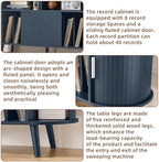 LELELINKY Extra Large Round Record Player Stand with Charging Station | Mid Century Modern Fluted Turntable Cabinet,Vinyl Storage, Arched Wood Record Player Table for Living Room,Blue
