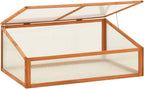 Wooden Garden Greenhouse，Wood Raised Plants Bed Raised Flower Planter Box, Garden Wood Cold Frame Greenhouse Flower Planter, Brown 39.4"x25.6"x15.7" Firwood,-682