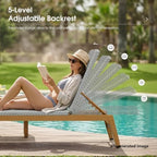 PURPLE LEAF Outdoor Chaise Lounge Chair Wood Grain Aluminum Set of 2, White | 3-Year Color Retention PE Rattan, 2.4" Thickened Aluminum Frame, 16.14" Knee-Friendly Height, French-Inspired Style