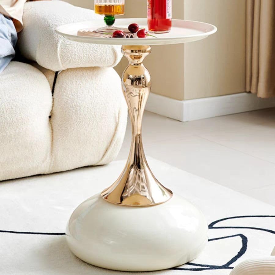Coffee Table Living Room Metal Moving knickknacks Bedroom nightstand Sofa Side Several Balconies Round Table Italian-Style Telephone Table (White)