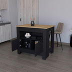 Kitchen Island Geneva Black Macadamia with Multicolor | Spacious 40.5" x 27.5" Macadamia countertop with surface