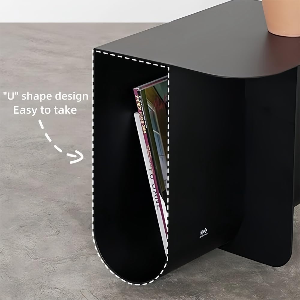 Stainless Steel Side Table with Storage, Modern Metal Coffee Table for Living Room, Bedroom, Office, Study & Guest Room, 15.7 x 11.8 x 15.0 Inches, Silver