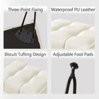 EBENCHICO PU Leather Vanity Stools, Vanity Stool Chairs for Makeup Faux Leather Foot Stools Ottoman with Metal Leg Make up Chairs for Vanity Small Bench Seat for Living Room Bedroom (Cream White) | Faux Leather Foot Stools, with Metal Leg, Make up Chairs