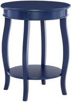 Pemberly Row Wood Accent Side Table, 18.25 x 18.25 x 24 in, Navy Blue Finish, Timber Wood and MDF, Cabriole Tapered Legs, Contemporary Design, Bottom Shelf for Storage, Functional for Living Room or