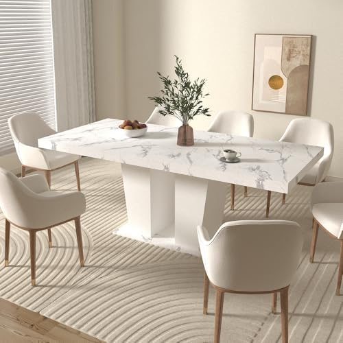 SSLine Rectangular Extendable Dining Table 63"-78.7" Large Conference Meeting Table for 4 6 8 People Modern Expandable Kitchen Tables for Home Office Computer Table