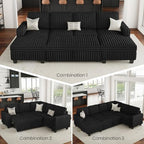 Belffin Oversized Sofa Bed Modular Sectional Sleeper Sofa with Pull Out Bed L Shaped Couch with Storage Chaise Black Couch