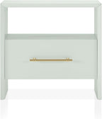 HOMES: Inside + Out Elle Modern 23-inch Rectangular End Table with Drawer and Open Shelf, Wooden Small Nightstand for Living Room, Home Office, Apartment, Small Spaces, Mint Green