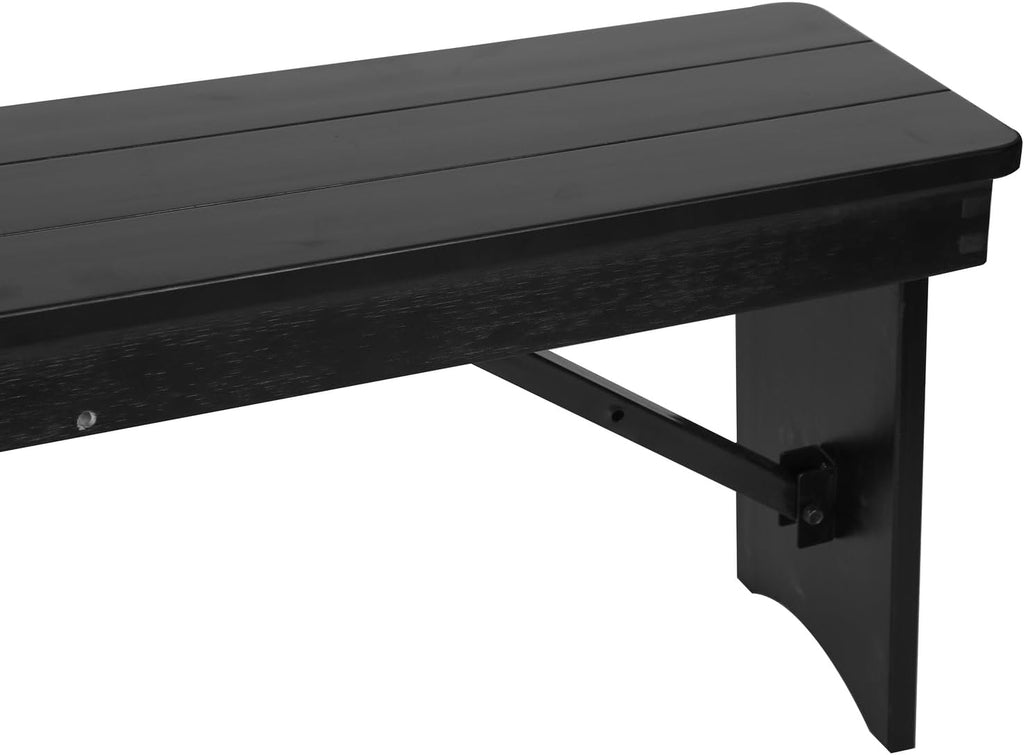 Flash Furniture Hercules Commercial Farmhouse Folding Bench, Antique Solid Pine Entryway Bench, Foldable Locking Legs, 40" x 12", Black Wash