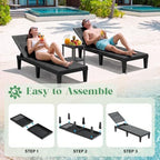 NUNU LAB Outdoor Chaise Lounge Chairs Set (Black, 2pcs) | 5-Positions Adjustable, HDPE Resin, All-Weather, Ideal for Patio, Garden, Poolside, Beach. Sunbathing Recliner, Tanning Chair