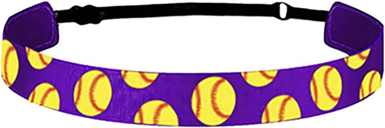 Kids Elastic Baseball Headbands, No Slip Adjustable Softball Hair Accessories Softball Headbands for Women Girls (Purple, One Size)