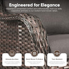 Belord Patio Furniture Set with Fire Pit Table,8 Piece Wicker Outdoor Furniture Set, Swivel Rocker Chairs with Ottomans and Sectional Couch, All Weather Patio Conversation Set,Brown Wicker/Gray