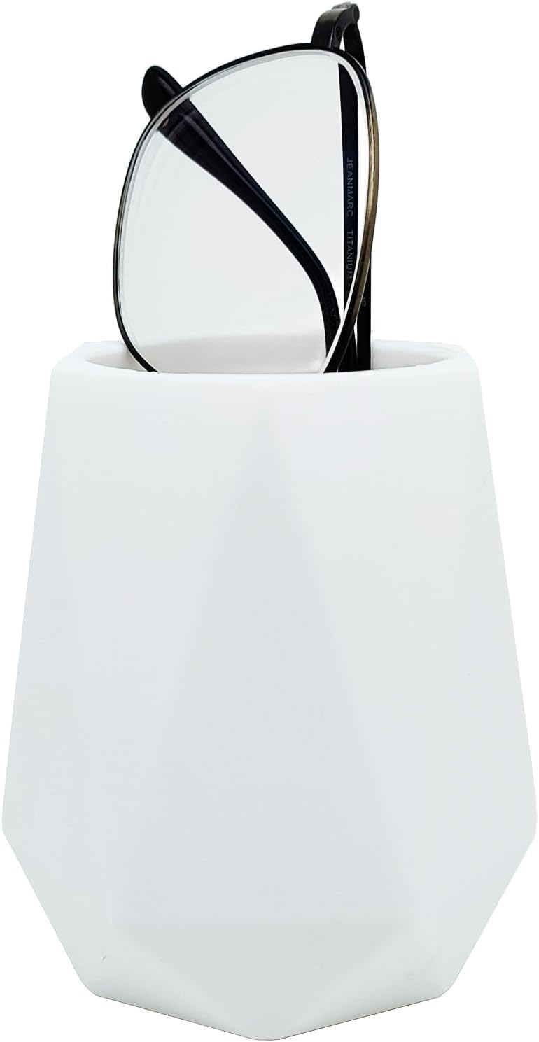 Eyeglass Holder for Nightstand, Silicone Eyeglass Holder for Desk, White | Upright glasses stand for nightstand, desk, and bedside. Keeps eyewear organized and within easy reach.