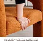 HNY Modern Sherpa Barrel Single Dining Chair, Orange | Upholstered Accent Armchair With 18.5" Wide Seat No Assembly Required For Living Room Bedroom Vanity Small Spaces