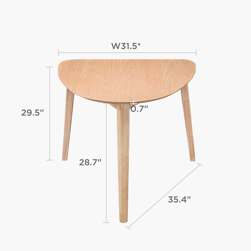 Acanva Modern Small Triangle Dining Room Table for Kitchen Compact Space, Farmhouse Dinner Tables with MDF Top and Wooden Legs, Natural Oak