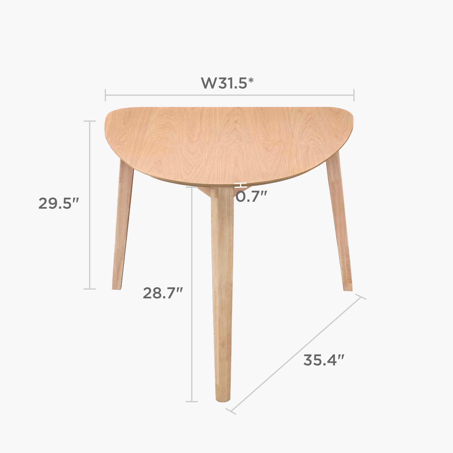 Acanva Modern Small Triangle Dining Room Table for Kitchen Compact Space, Farmhouse Dinner Tables with MDF Top and Wooden Legs, Natural Oak