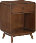 Starlight Canyon Home Brown Wooden Nightstand with Drawer - 1 Drawer Side Table for Bedroom with Lower Shelf Storage for Living Room or Bedside Use
