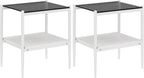 3-Piece Glass Coffee Table and End Table Sets for Living Room, Modern Living Room Tables Set of 3 Tempered Glass Coffee Table & 2 End Side Table with Storage for Small Spaces (3, Gray White)