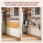 Need 47x20 Inch Wall Mounted Folding Table for Office Laundry Teak | Black Frame Fold Down Wall Mount Desk Folding Wall Table for Small Apartment, Garage&Ironing Station