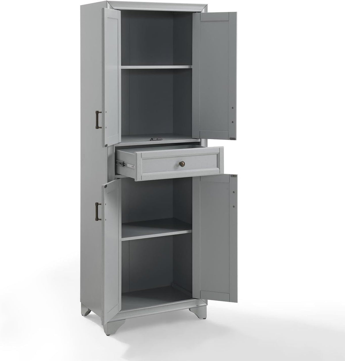 HomeStock Kitchen Pantry Cabinet - Large Storage, Adjustable Shelves, Distressed Gray Finish
