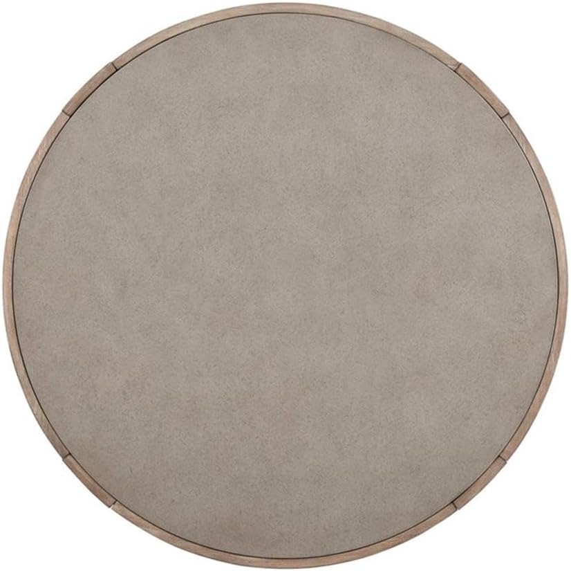 Pemberly Row 3 Piece Set, Round Rubberwood Cocktail Table with Faux Concrete Insert and 2 End Tables, Burnished Beige Finish, Satin Pewter Hardware, Storage Drawer, Living Room Furniture