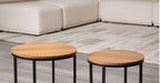 Contemporary Metal and Solid Wood Nesting Tables with Natural+Black | Space-saving nesting tables with natural and black finish