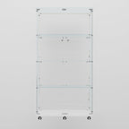 Glass Display Cabinet with LED Light Strip, 4 Shelves with 2 Doors, Glass Top Curio Storage Cabinets with Lock & Caster for Living Room,Floor Standing Bookshelf, Quick Installation - White