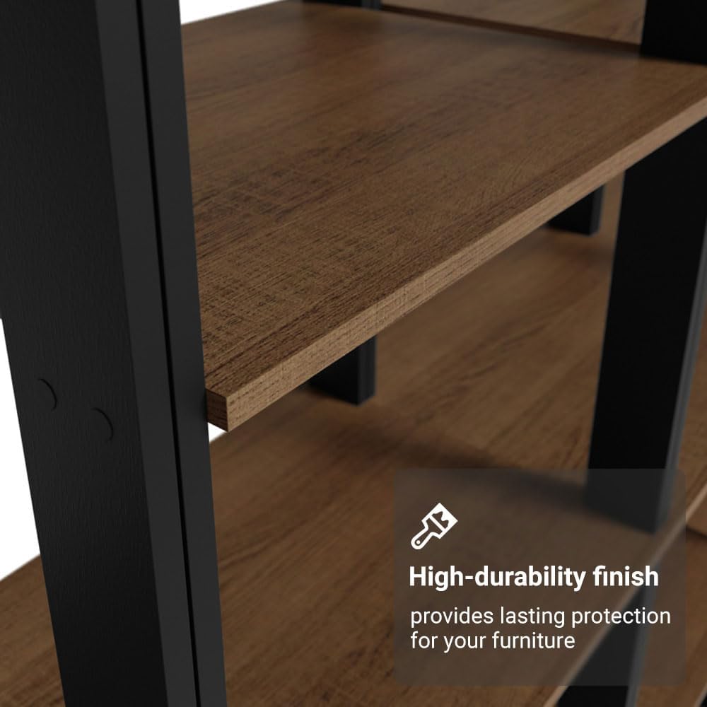 Madesa Kitchen Pantry Storage Rack with 4 Drawers, Open Shelves and Hanging Spaces 102" L Multiuse Modular Cabinet for Kitchen Organization - Black/Brown