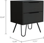 2 Nightstand, End Table, Side Table Four Legs, Two Drawers -Black,for Small Spaces