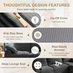 Upgraded Couch with Storage, Sectional Couches for Living Room, L-Shaped Modular Cloud Corduroy Sofa with Ottoman & Pillows, Oversized Deep Seat Memory Foam Couch, No Assembly(Gray, 107" L)