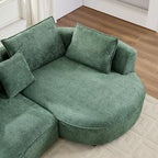 125” Curved Boucle Sofa,Modern 5-Seater L-Shape Sectional Couch with Chaise and Memory Foam,Modular Oversized Teddy Sofas for Living Room,Bedroom,Apartment (Right Facing,Green)