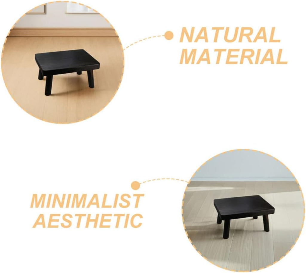 ibasenice Japanese Style Rectangular Wooden Low Table and Small Wood Stool Reliable Support and Compact Design for Floor and Bedroom Use