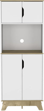 Microwave Tall Cabinet Wallas, Kitchen, Light Oak/White