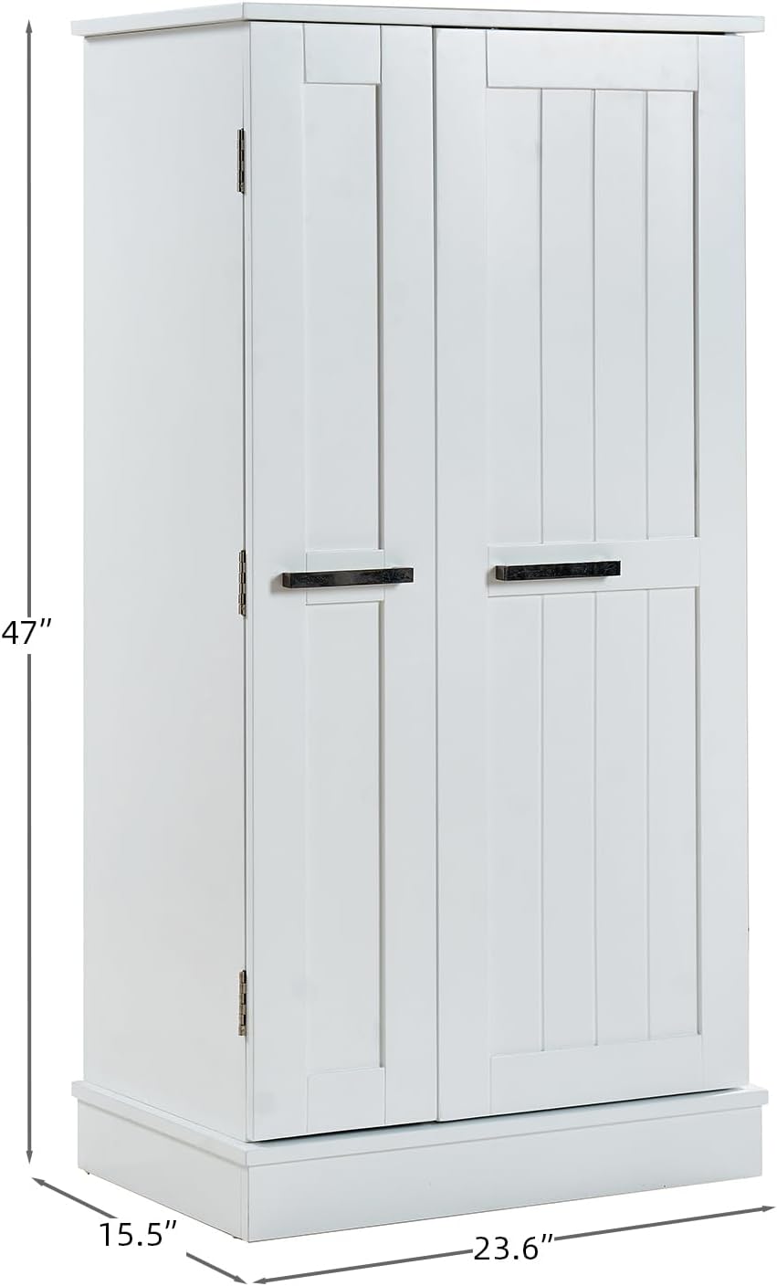 47" Tall Kitchen Pantry Cabinet,Freestanding Kitchen Pantry Storage Cabinet with Doors and Adjustable Shelves for Dining Room and Craft Room