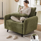Rexulqo Oversized Accent Chair with Ottoman,All Seats Storage,Comfy Armchair,24.5'' Deep Seat,Upholstered Living Room Chairs,Reading Chair,Lounge Chair for Bedroom,Office,Chenille,Green
