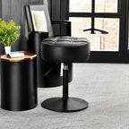 LUE BONA Adjustable Vanity Stool 15.8"-20.7", 360° Swivel Faux Leather Chair, 300lbs Capacity for Makeup Room, Bathroom, Living Room, Black