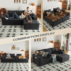 Cloud Sectional Couches with Oversized Chaise for Living Room, Modular L Shaped Couch with Deep Seat, Memory Foam Compressed 3 Seater Sofa for Apartment