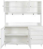 74" Tall Kitchen Pantry Storage Cabinet with Drawers, Microwave Shelf & Hutch, Modern Freestanding Kitchen Cabinets with Countertop & Hook Up, White Buffet Cabinet, (63" W x 15.7" D x 74.8" H)