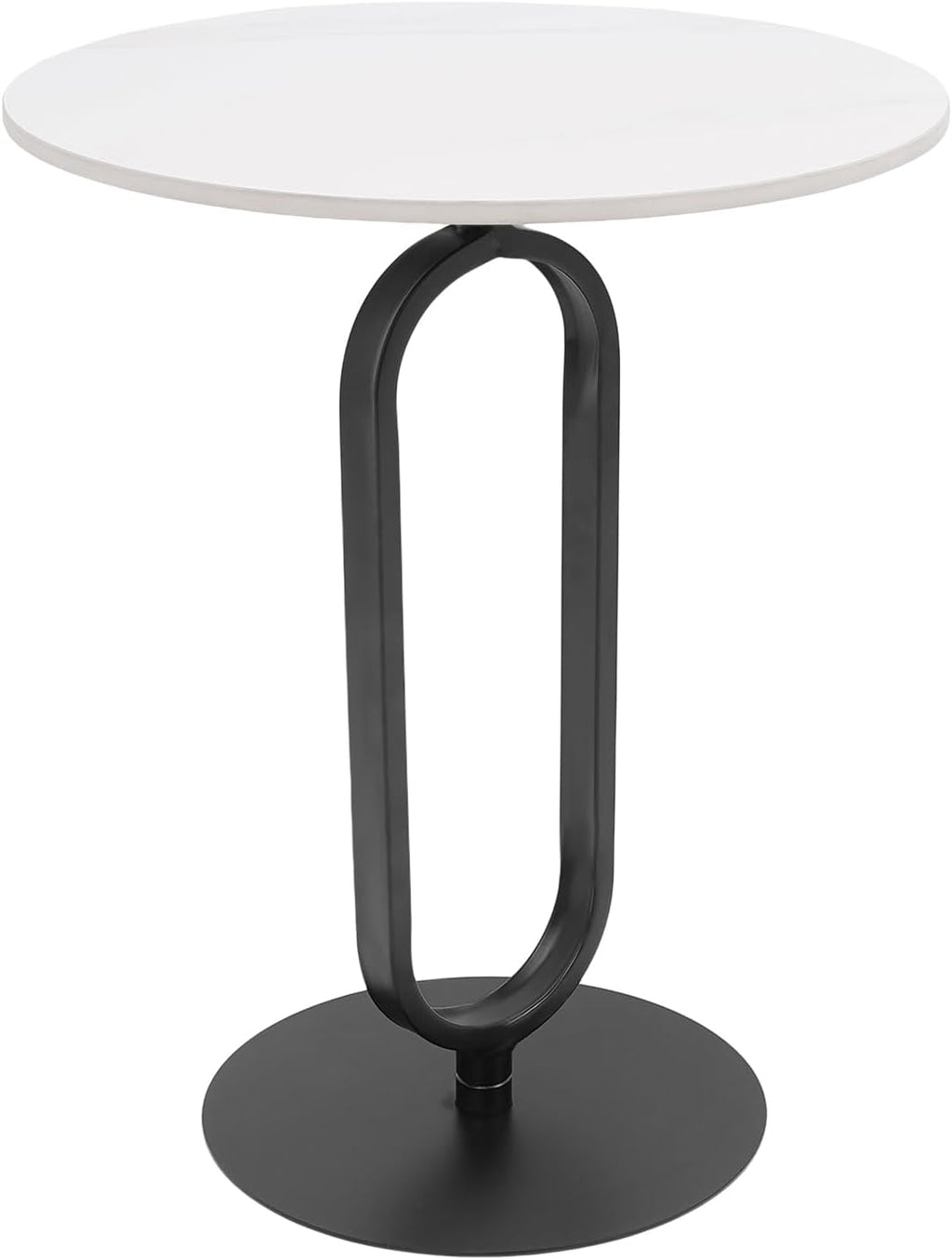 Marble White Side End Table, White Round Coffee Table Sofa Side Table Modern End Table Pedestal Table Simple Style for Living Room Balcony 18 inch
