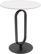Marble White Side End Table, White Round Coffee Table Sofa Side Table Modern End Table Pedestal Table Simple Style for Living Room Balcony 18 inch