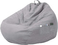 Bean Bag Chair Sofa Cover Without Filler Lazy Lounger High Back Large Bean Bag Storage Chair Couch Cover with Three Side Pockets for Adults and Kids (Dark Gray, XL-39.3x47.2)
