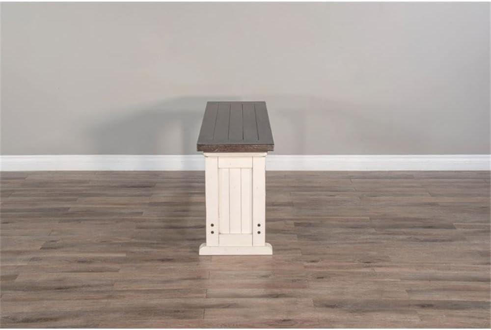 Pemberly Row Farmhouse Solid Wood Dining Bench in Brown/White, Rustic Wood Construction, Sturdy and Durable, Kitchen or Dining Seating, Farmhouse Style, Comfortable and Stylish